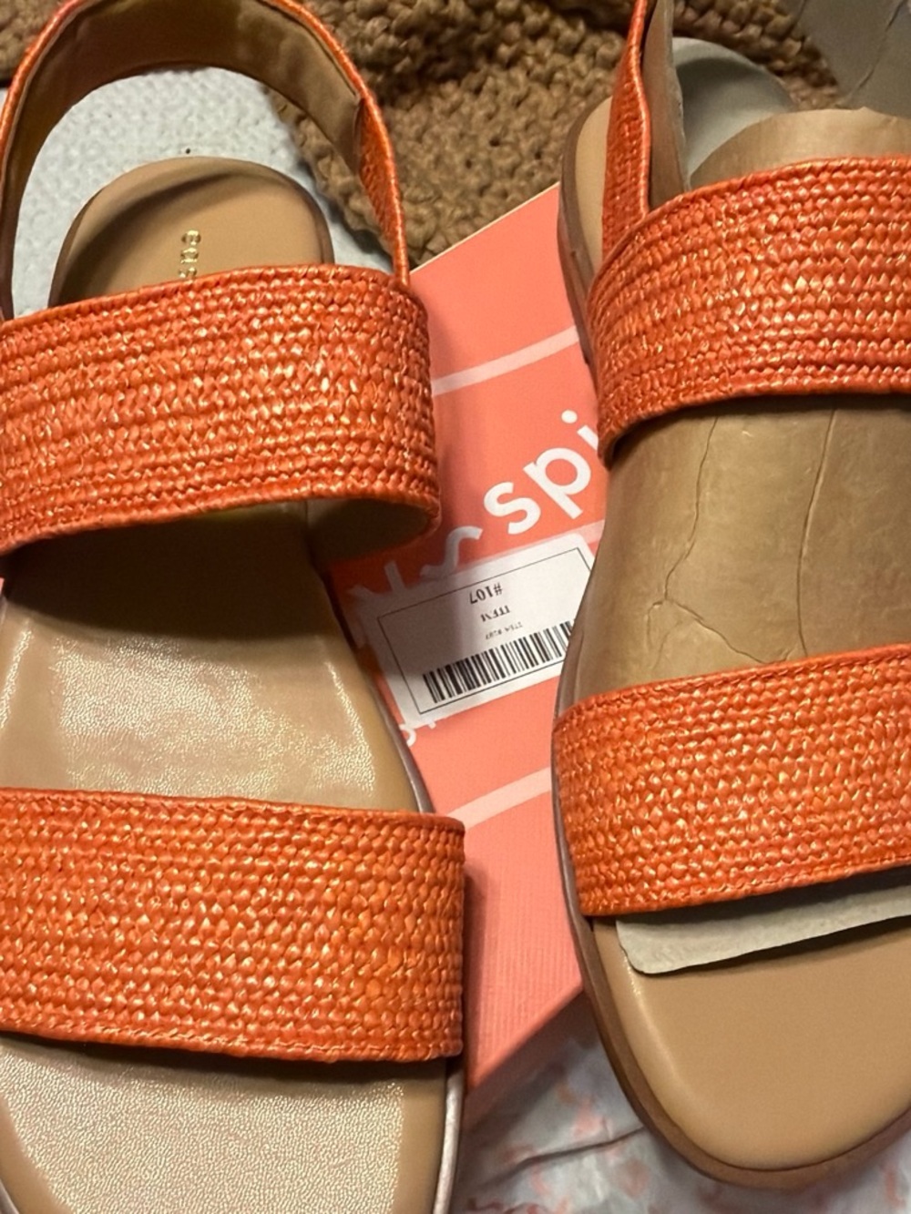 Easy Spirit Orange Woven Double-Strap Slide Sandals